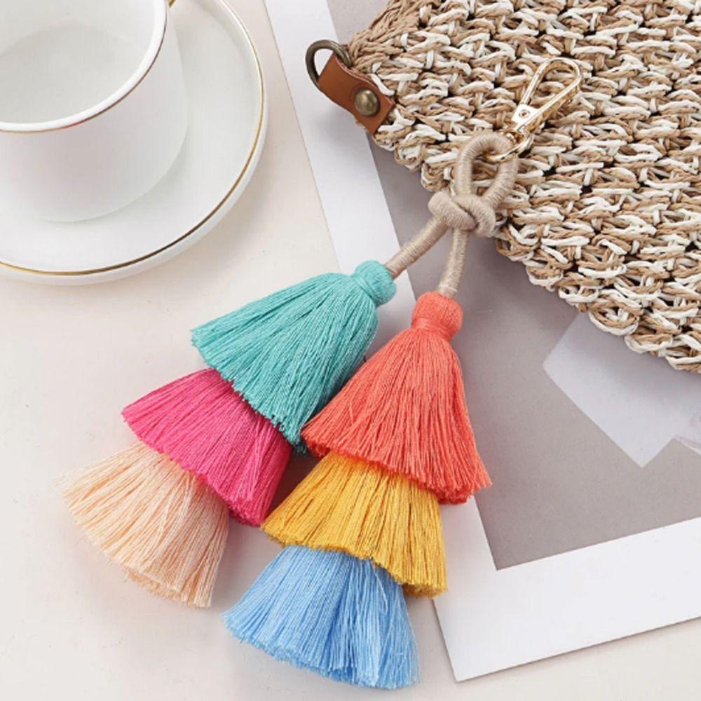 Bohemia Three-layer Tassel Pendant Exquisite Gradient Colors Key Ring  Party Favors