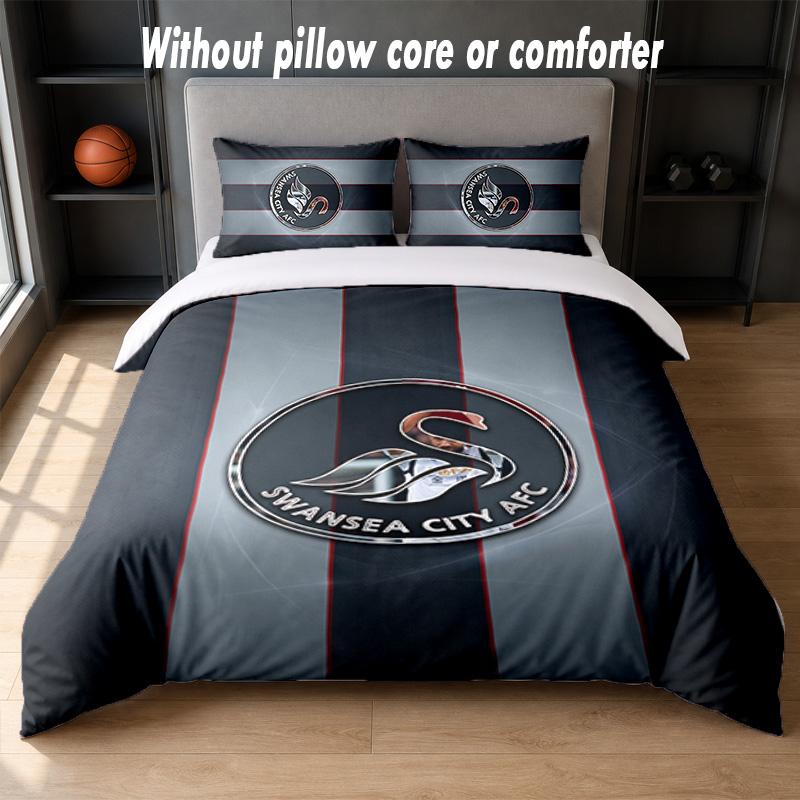 Set Biancheria da Letto Swansea City Design 1 Copripiumino + 2 Federe Morbido Traspirante Biancheria da Letto per la Casa