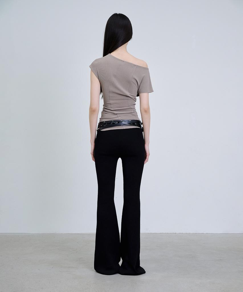 Deoaeteus Slit Bootcut Knit Leggings_Black