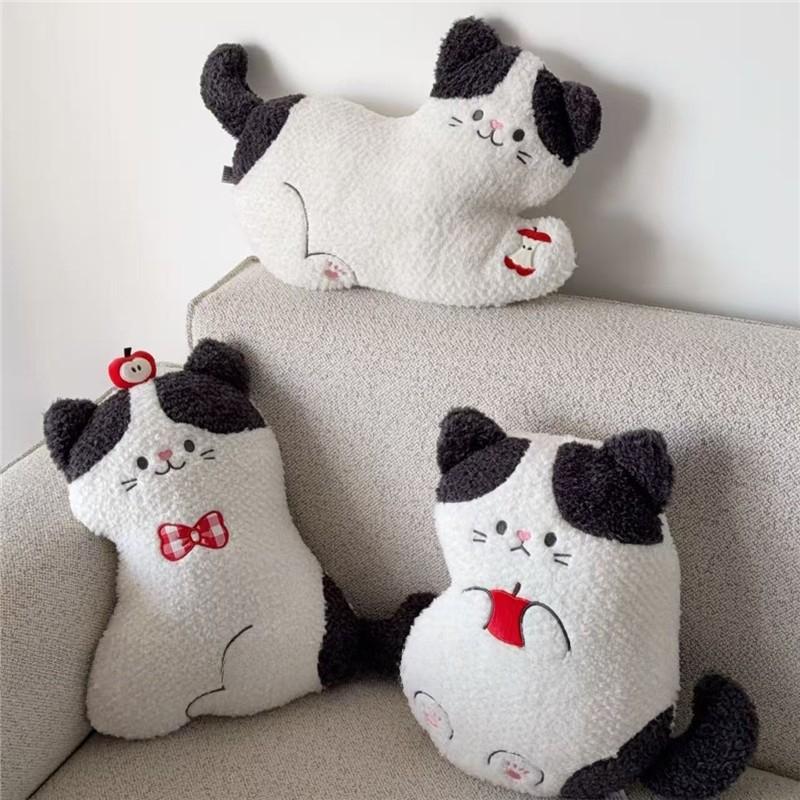 Cat Plush Cushion With Embroidered Cartoon Design For Living Room Decor