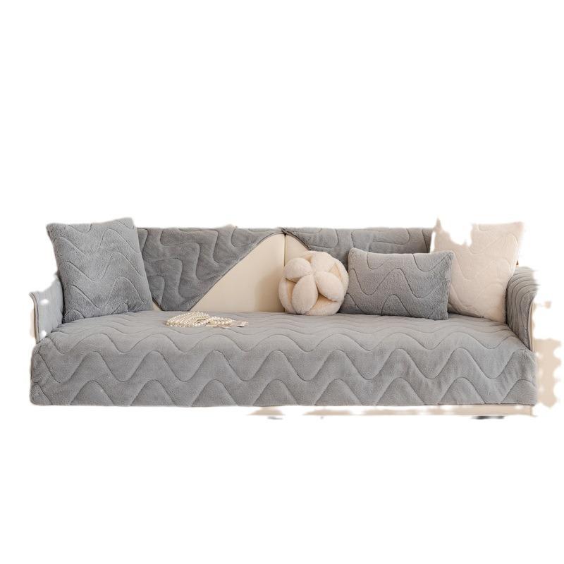 Herbst- und Winter-Sofa-Kissen im Creme-Stil für alle Jahreszeiten, rutschfester Kissenbezug, dicker Plüschbezugsstoff