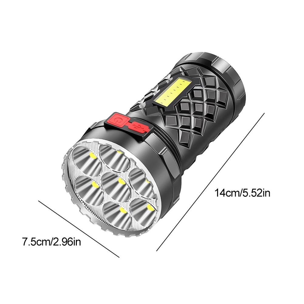 7LED High Power Led Flashlights Rechargeable Camping Spotlight with Side Light 3 Lighting Modes Camping Adventure Outdoor