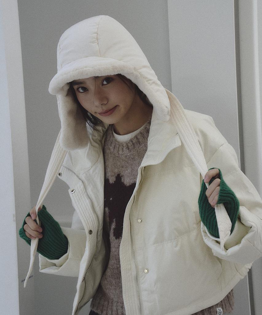 THE GREEN LAB Fur Padded Balaclava [Ivory]