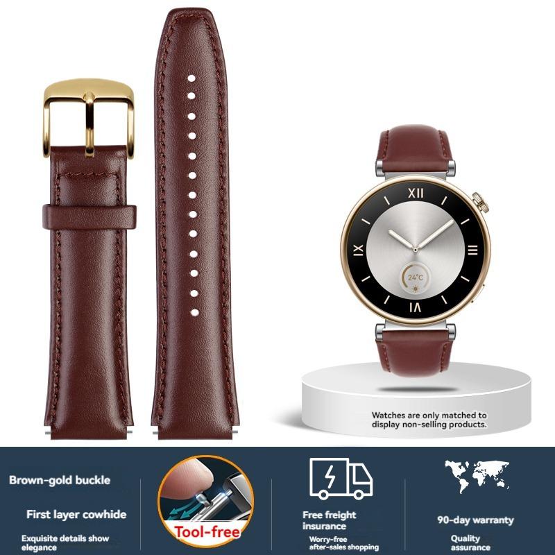 For Huawei Watch GT4 strap Calfskin sports watch New Cowhide fashionable 41mm leather replacement wristband accessories 18mm