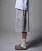 Peideomeonteu Cargo Belted Eyelet Bermuda Sweatpants (Grey)