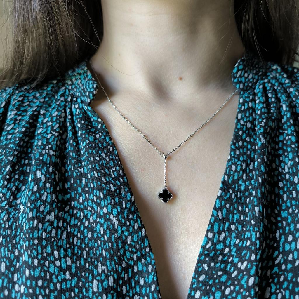 Silver Necklace with Natural Onyx, Weight 3.2 G (60002134)