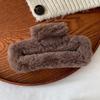 Winter Plush Square Hair Claw for Women Korean Elegant Acrylic Hairpins Faux Fur Hair Clip Pink Barrette Crab Hair Accessories