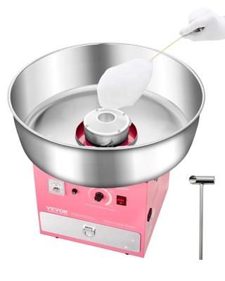 VEVOR Electric Cotton Candy Machine, 1000W Commercial Candy Floss Maker with 52cm Stainless Steel Bowl, Sugar Scoop, and Drawer, Easy Home Use