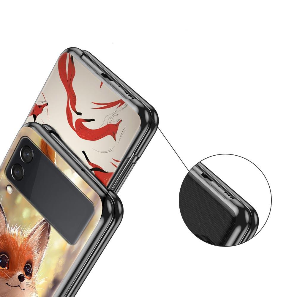 Red Fox Hard PC Phone Case For Samsung Galaxy Z Flip 7 6 5 4 Black Cover For Galaxy Z Flip 3 Foldable Shell Fundas Capas Coque