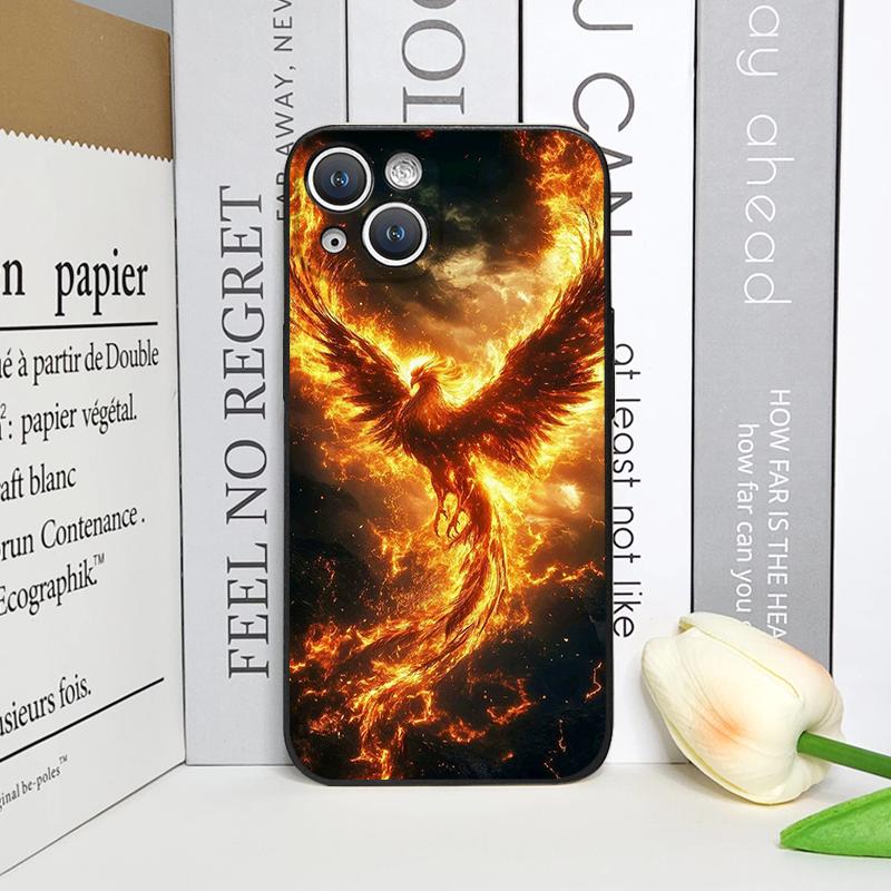 Luxury Phoenix Fire Feather Pattern Phone Case for iPhone 17 16 12 11 14 Plus 13 14 15 Pro Max 12 13 Mini X XS MAX XR Soft Cover