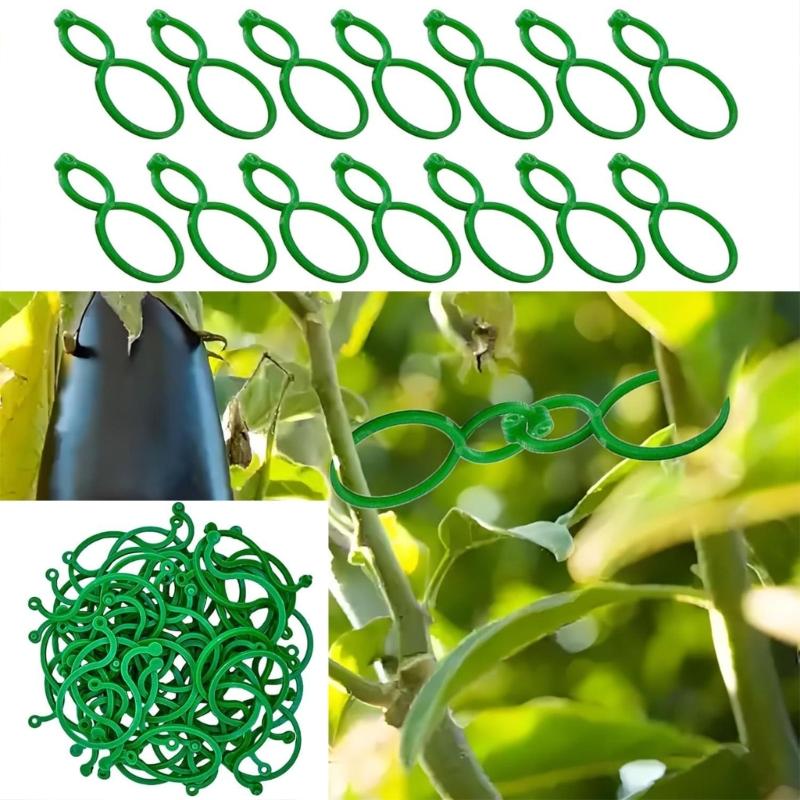 500Pcs Garden Vine Strapping Clips Plant Bundled Buckle Rings Holder Tomato Garden Plant Stand Garden Decors Accessories