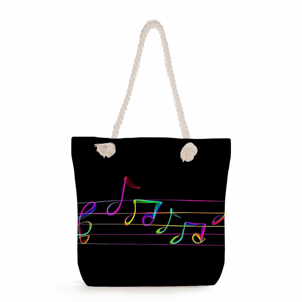 Multifunctional note Printed Thick Rope Shoulder Beach Bag Casual large capacity handbag 7611