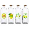 Glass Bottle with Cork for Lemonade, Liqueur, Wine, Juice, Water 1L