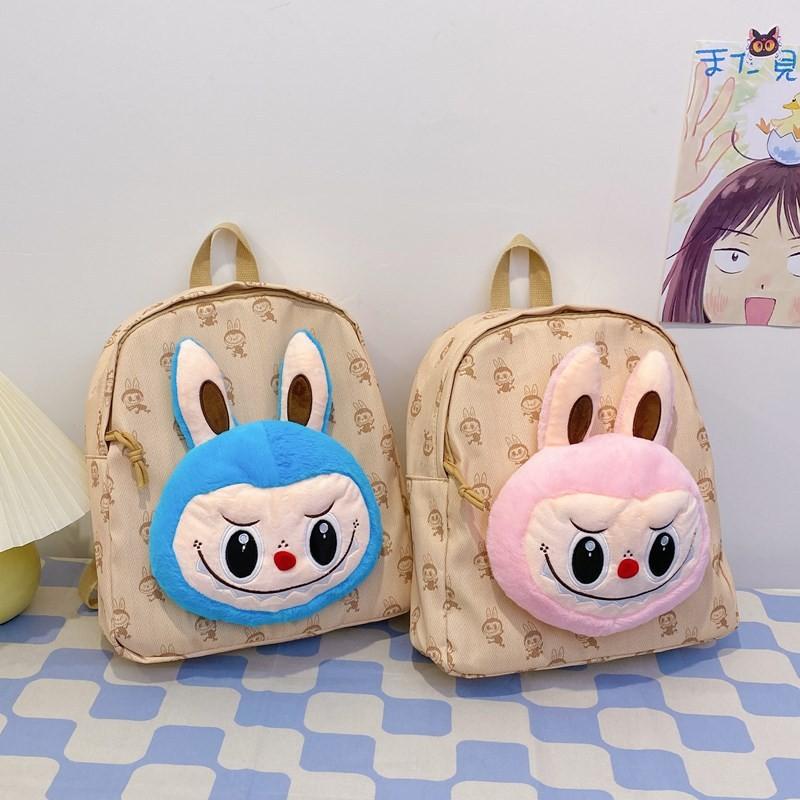 Backpack Cartoon Plush Large Capacity Students Bags Kids Gift Daily Use