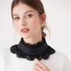 Women Faux Collar Eyelash Flower Lace Detachable Blouse Collar Necklace with False Sleeves Cuffs Set Clothing Accessory