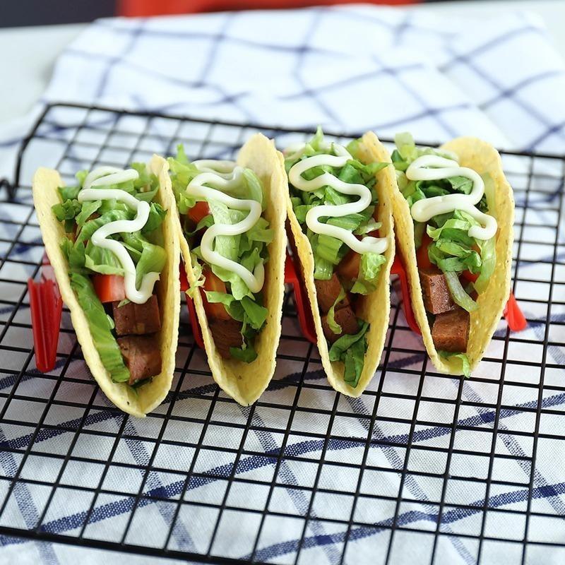 Wave Shape Plastic Taco Holder Stand, Mexican Taco Shell Display Rack, Food Storage Tray Holder for Home Kitchen Restaurant Tableware