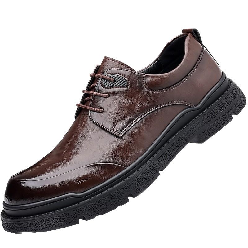 Men's shoes tooling big head leather shoes outdoor casual shoes low top cowhide surface business gentleman leather shoes