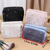 Cosmetic Pouch Spacious Velvet Cosmetic Bag Travel Toiletry Organizer With Star Pattern Portable Makeup Case For Lipstick