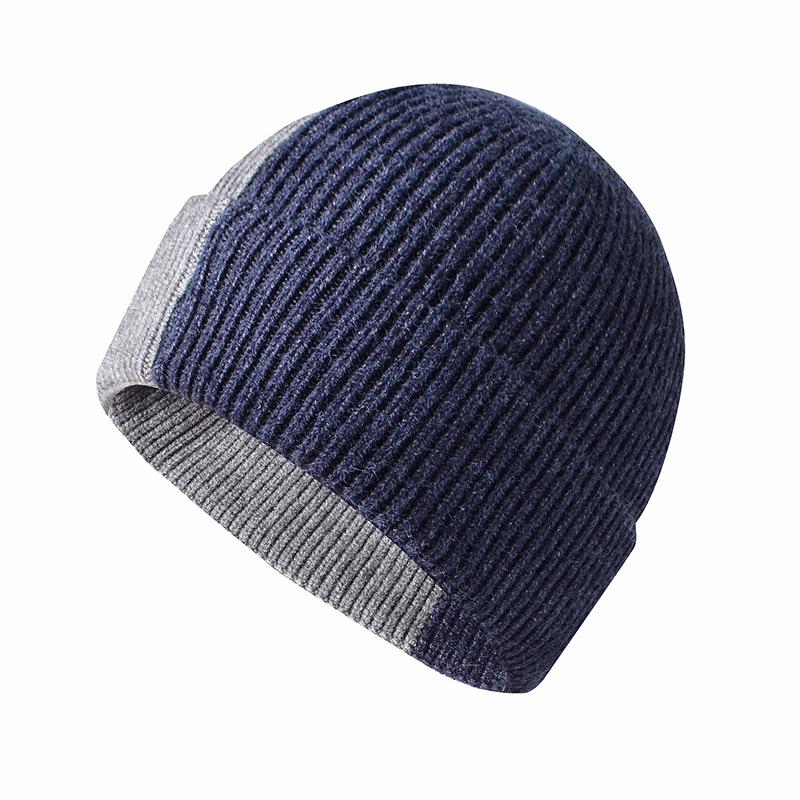 Autumn/Winter New Arrival Fashion Colour-Block Knitted Hat Women's Casual Travel Beanie Minimalist Pull-Over Hat Core-Spun Yarn Wool Beanie