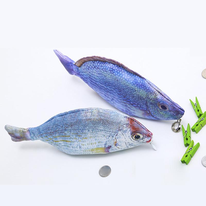 Søt Simulering Fisk Blyantveske Kawaii tegneserieglidelås Blyantboks Bærbar oppbevaringspose med stor kapasitet Skrivesaker Holder Penneposer