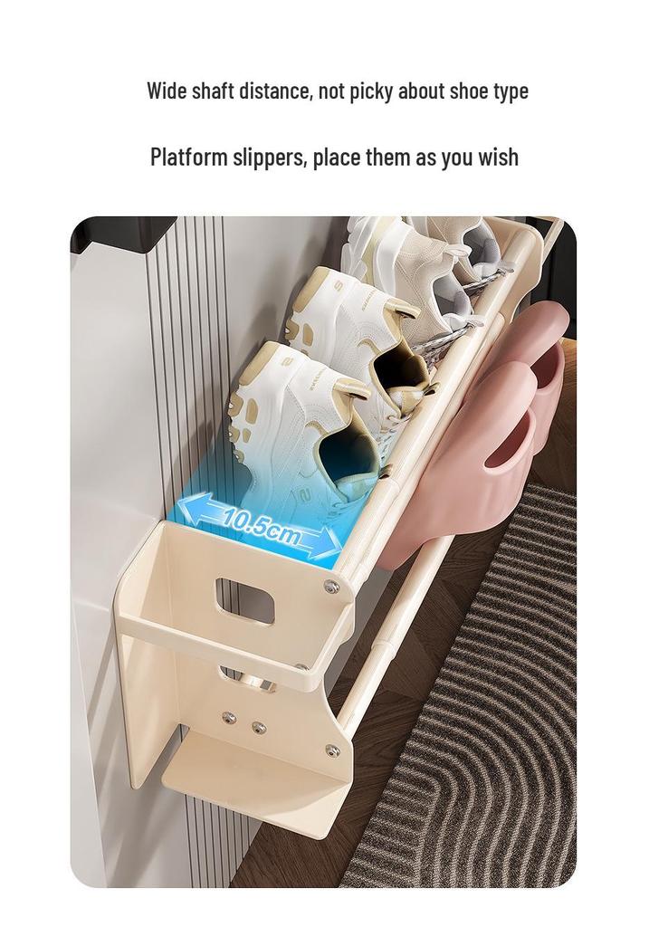 Magnetic Double-Layer Retractable Shoe Rack with Under-Hanging Basket for Door and Home Storage