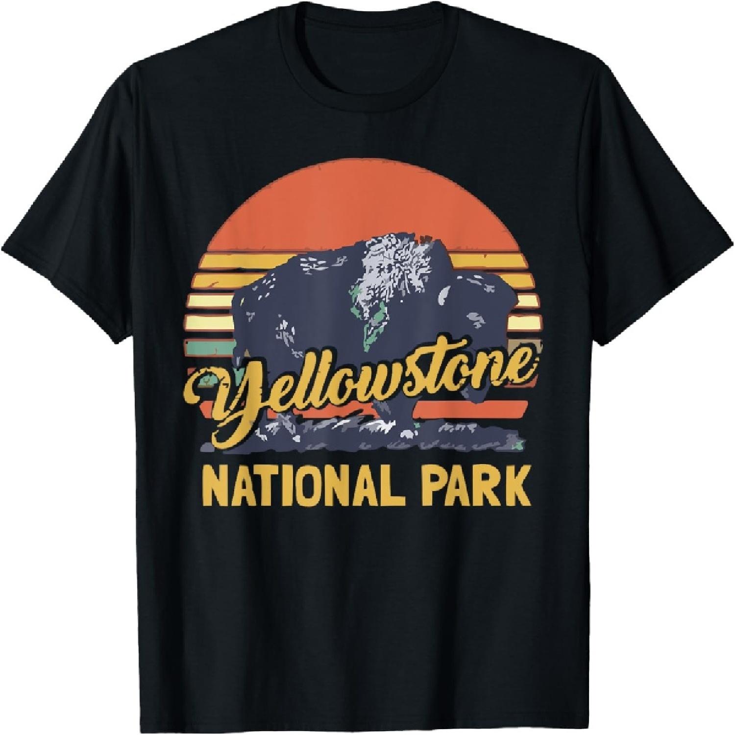 

Yellowstone National Park Shirt Vintage Retro Bison Wyoming T-Shirt XXXXXL різнокольоровий