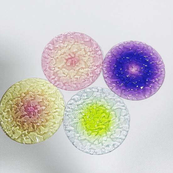 Acrylic Coaster Gradient Wave Design Cup Pads Heat-Resistant Round Table Mats