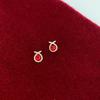 S925 Silver Red Bead Rhinestone Stud Earrings - Korean Style Simple Personality, Perfect New Year Gift, Niche Temperament Ear Ornament.