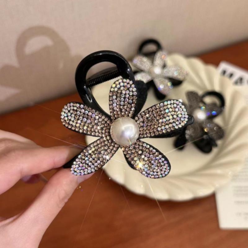 Retro Gradient Beaded Hair Claw Women's Geometric Plastic Hairpin Clip Fashion Everything Hair Clip Hair Accessories