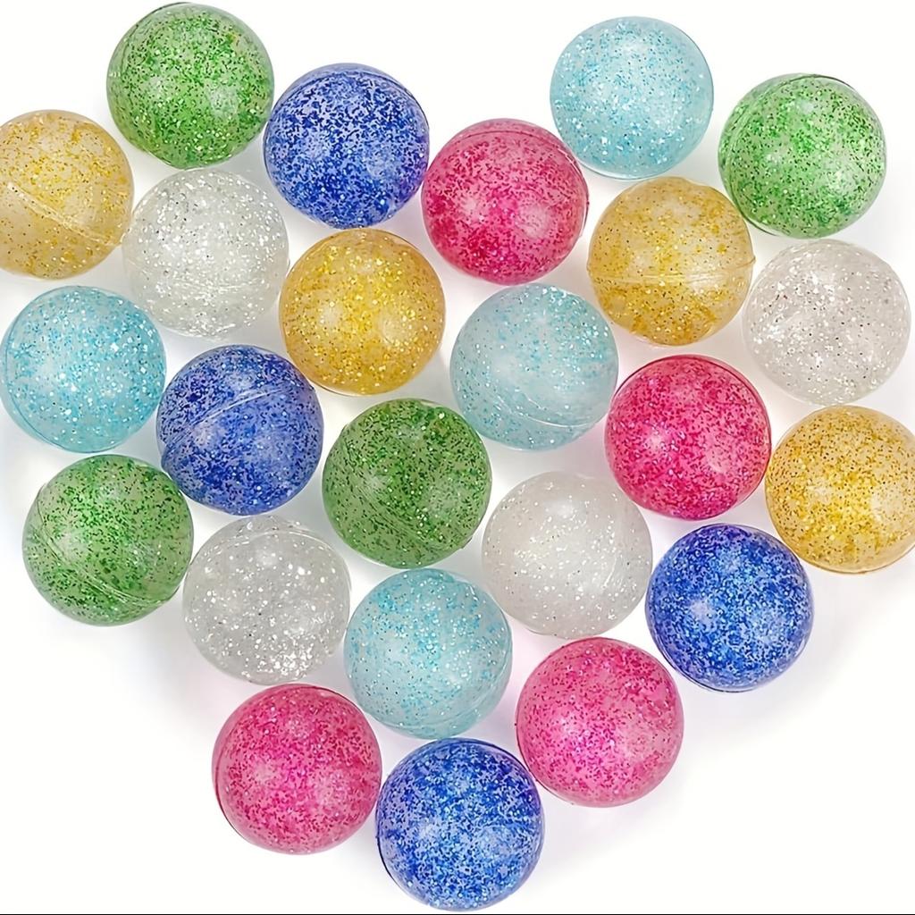 [Glittery Bouncing Balls] 20pcs Colorful Glittery Bouncing Balls-Assorted Rubber Party Favors,27mm Sparkling Multi-Colored Balls
