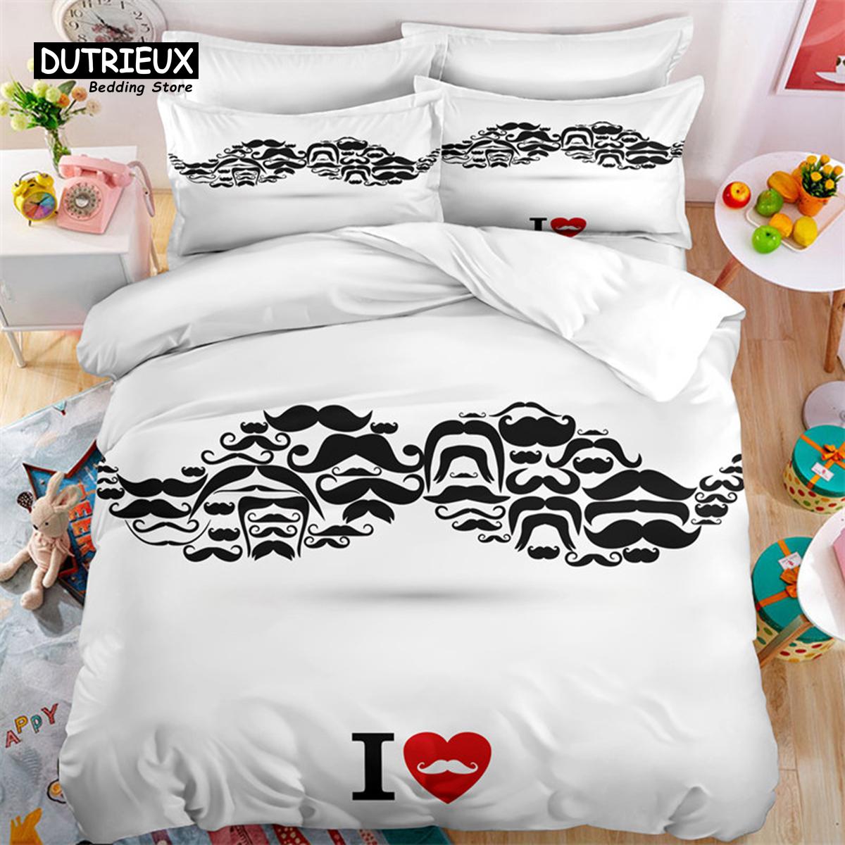 

Романтический пододеяльник с изображением мужчин, усов и женщин, пододеяльник с изображением губ, микрофибра, комплект постельного белья с 3D-принтом для подростков, пара, декор для дома на День святого Валентина EU single(135x200cm)