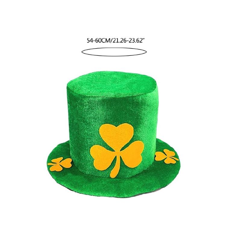 StPatrick Day Cowboy Hat Shamrock Tall Hat Festival Party Green Flat Top Hats