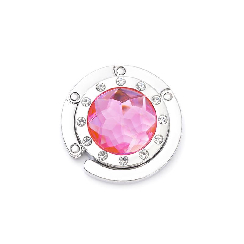 Round 12-Side Diamond Handbag Hook - Multi-Color Metal Hanger