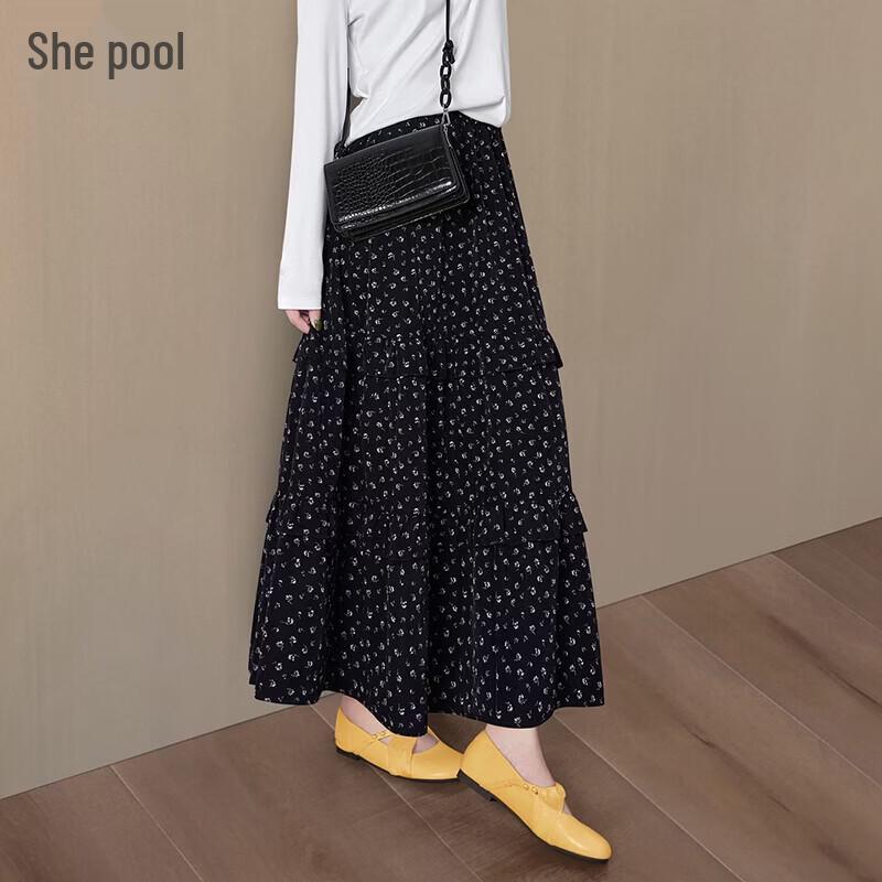 Women s Elegant Floral A-Line Maxi Skirt L