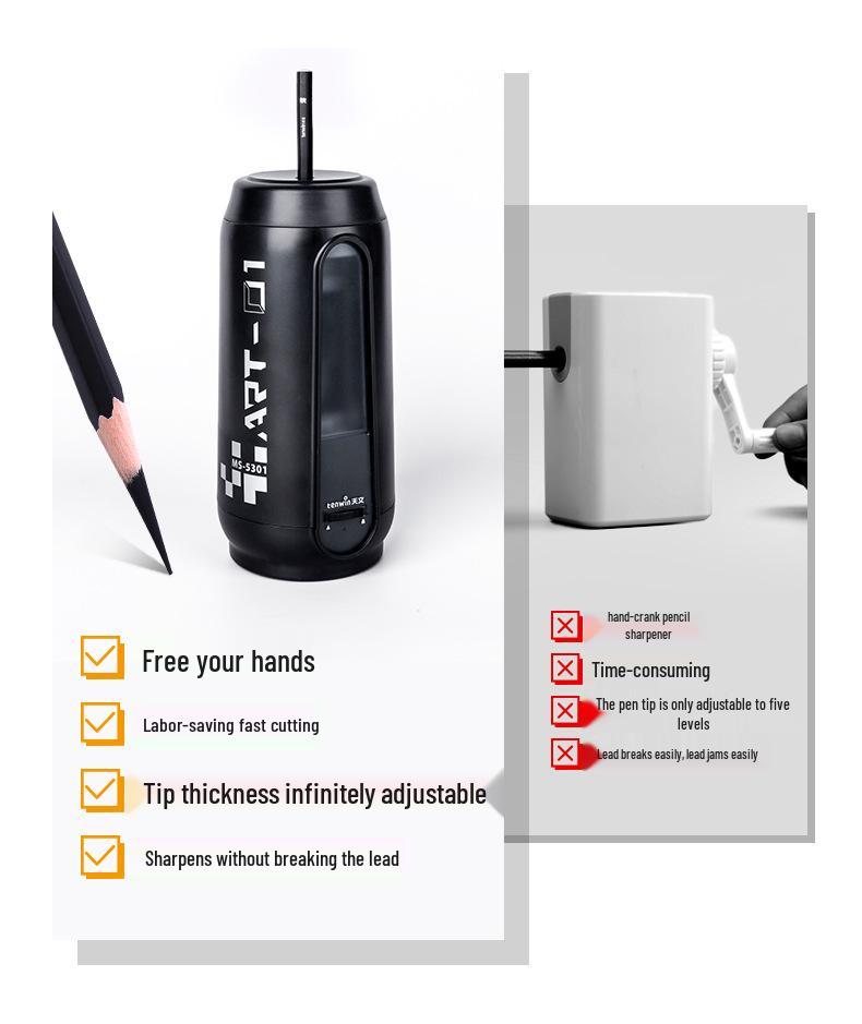 Tenwin MS5301 Adjustable Electric Pencil Sharpener for Charcoal and Sketching Pencils
