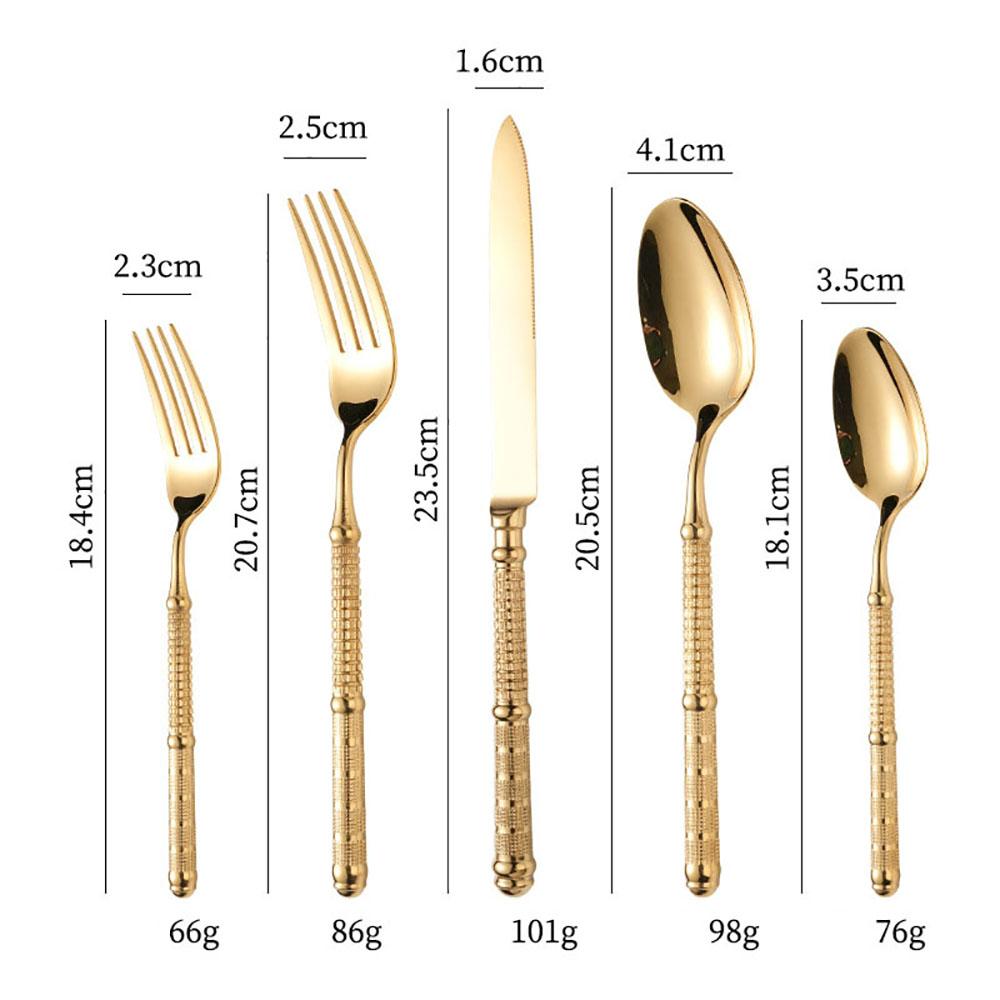 Light Luxury Stainless Steel Tableware Embossed Floral Pattern Knife Fork Spoon Set Durable Silverware for Home Restaurant