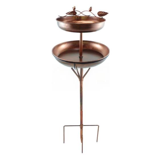 

Металлическая ретро кормушка для птиц 2-в-1, садовая поилка и кормушка для птиц с пятизубым основанием, большая и маленькая чаша для декора сада, двора S