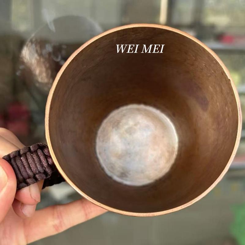 Vintage Copper Coffee Cup,Thickened 350 ml Breakfast Mug,Handcrafted Carving Luster Corrugated Texture Woven Tea Cup Tableware