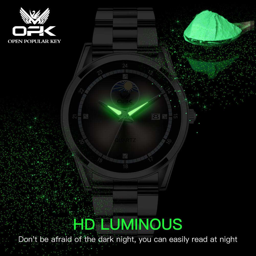 OPK 8146 Original Brand Man Quartz Watch Steel Strap Luminous Calendar Waterproof Business Classic Men's Wristwatch