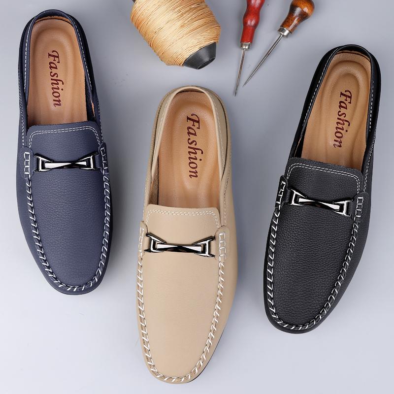 Fashion 2024 Summer Fashion Luxury Men's Business Slip-on Loafers Male Office Leather Shoes Soft Light Driving Shoes Black Casual Party