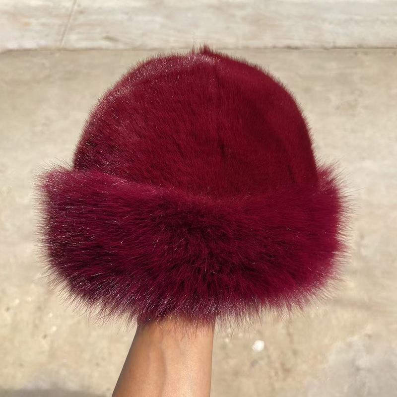 Fluffy Fur Bucket Hat For Women Plush Fisherman Hat Warm Women'S Winter Hat Thicken Cold Snowy Day Panama Cap Chrismas Gifts