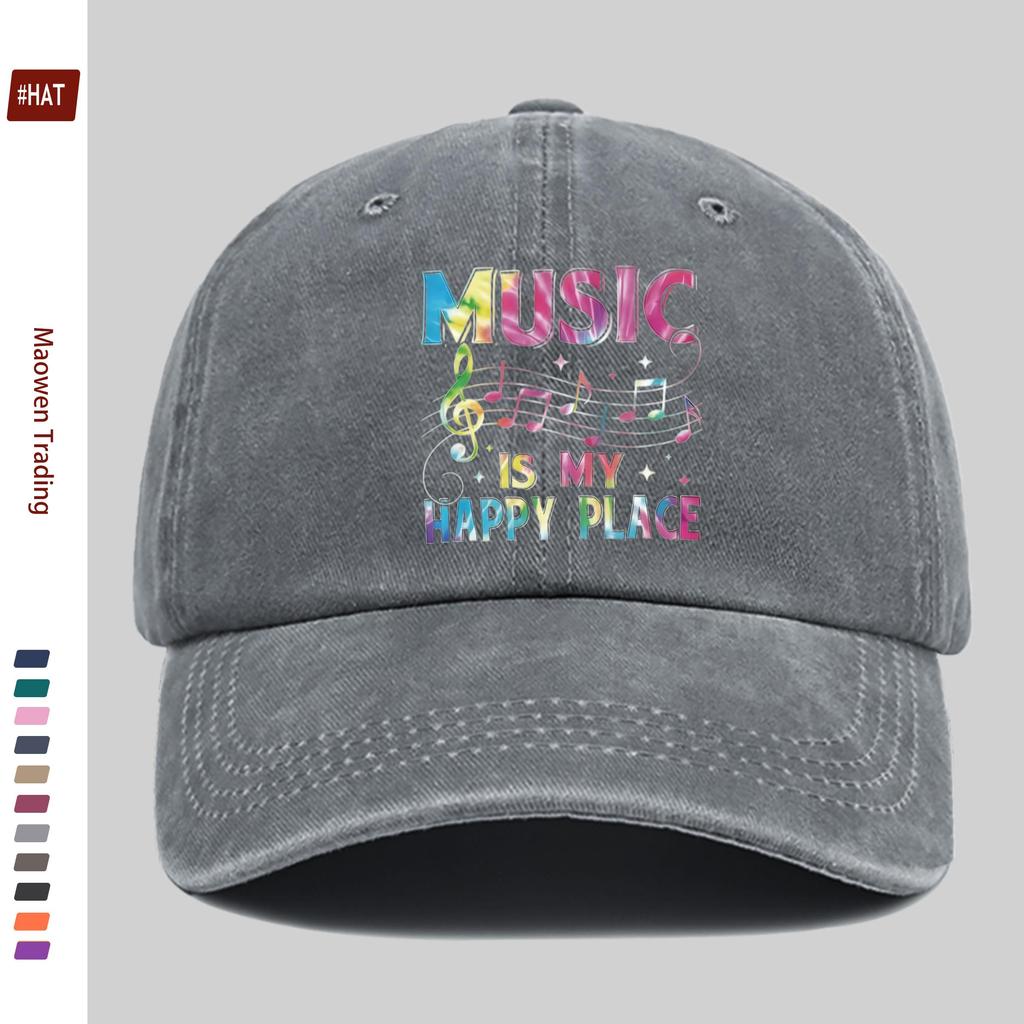 Pc Music Paradise Melody Melody Brings Joy Letter Print Hat Concert Pattern Print Baseball Cap Unisex Design Sun Hat Multip