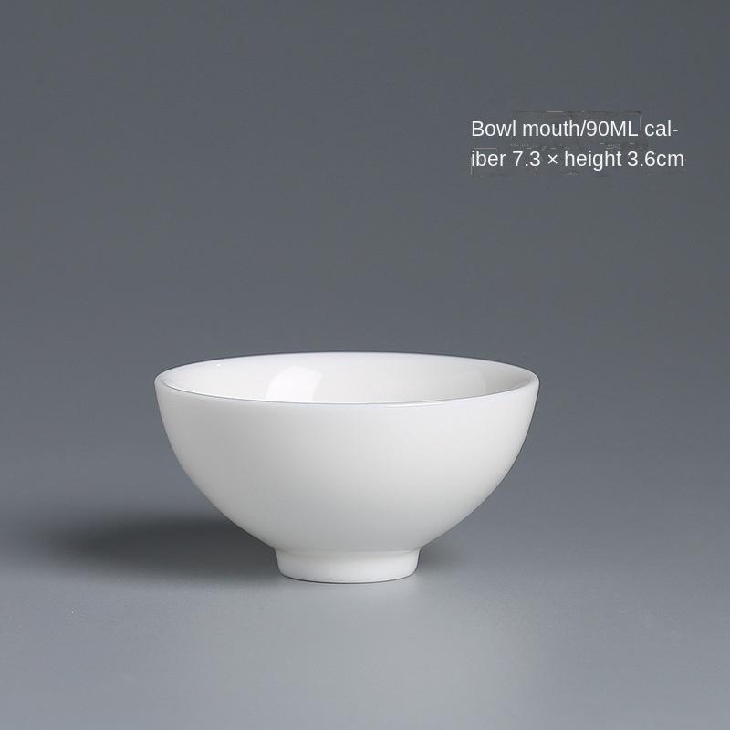 White Jade Kung Fu Small Tea Cup Tea Bowl Master Cup Egg-Shell White Porcelain Cup Jade Porcelain Tea Set Tea Tasting