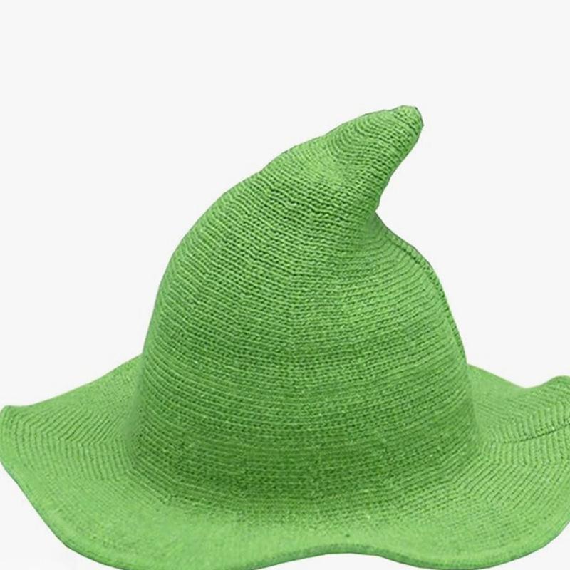 Cotton yarn wizard knitted halloween witch hat pointed collapsible magic hat