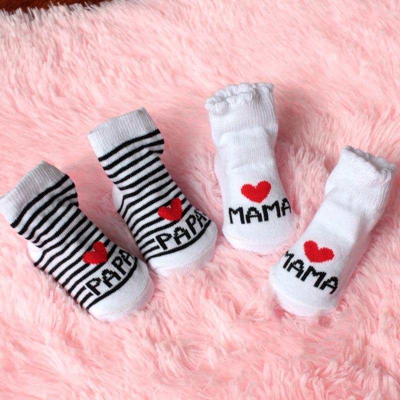 Süße Love Mama Babysocken für Mädchen und Jungen, weiche Babysocken für Neugeborene und Kleinkinder, gestreift