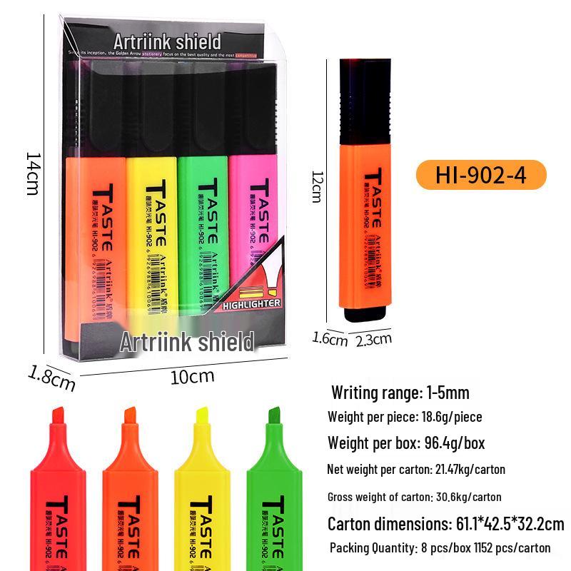 Shield 902 Large-Capacity Durable Student Notebook & Odorless Fluorescent Highlighter Set for Key Point Marking