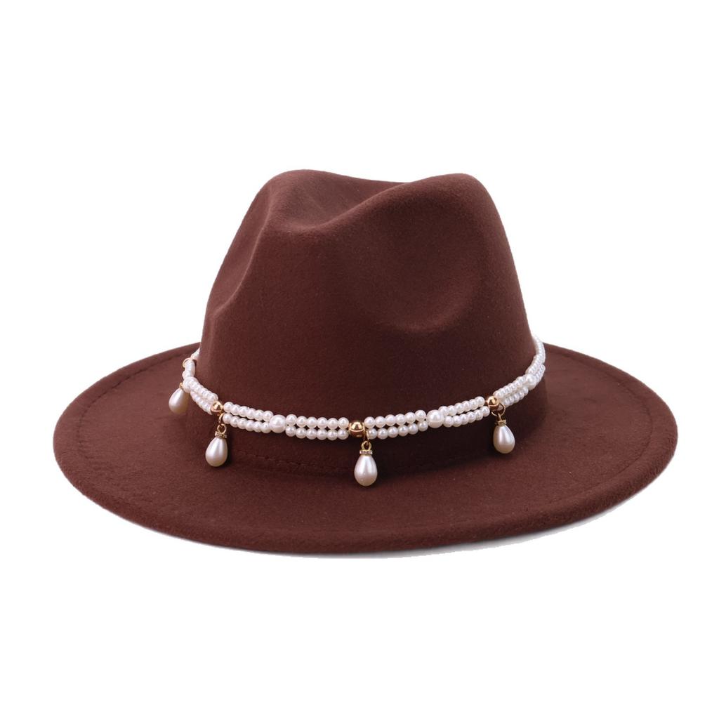 New European and American women's big-brimmed top hat British retro accessories jazz hat men's woolen felt hat sun hat