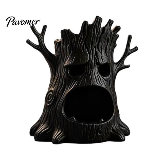Rustic Living Room Decor 3D Printed Spooky Tree Candle Holder, Creepy Stump Figurine Holder for Halloween Decoration, Desktop Storage Ornament