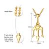 Stainless Steel Trident Pendant Necklace For Men Hip Hop Punk Style Boy Gifts Gold Color 60mm Chain Fahion Jewelry Wholesale