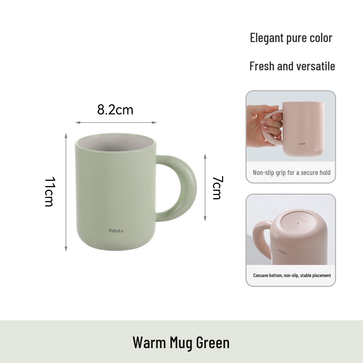 FaSoLa Thickened Plastic Mouthwash Cup & Toothbrush Holder with Handle - No Water Stains, Couple s Simple Warm Tooth Cup 450ML зелёный